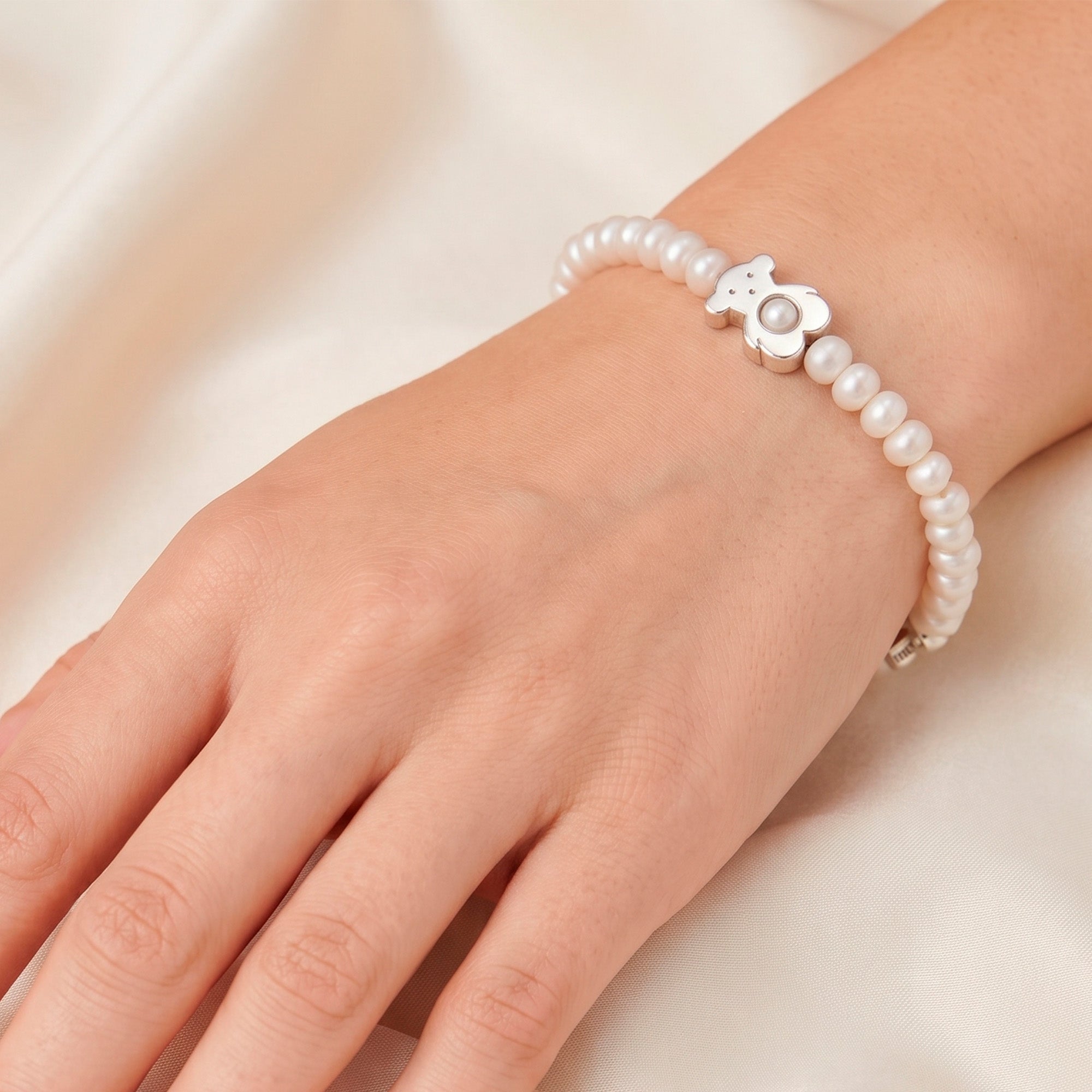 Pulsera Tous de perlas y plata 925  motivo oso Sweet Dolls