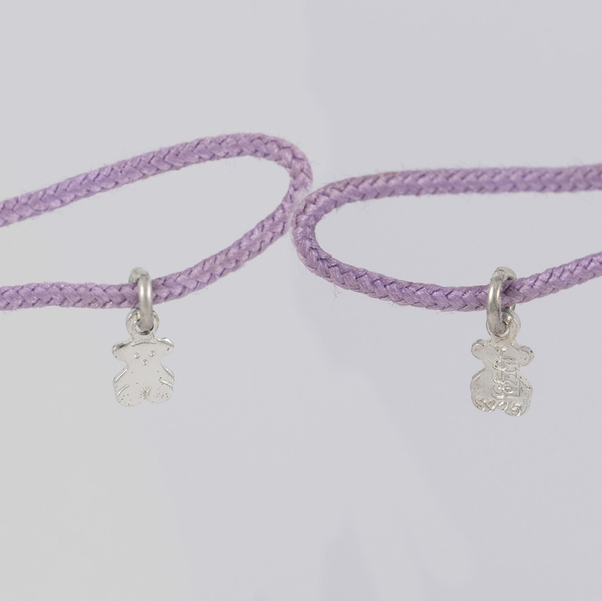 Pulsera Tous de plata 925, cristal de Murano y nylon lila Icon Glass