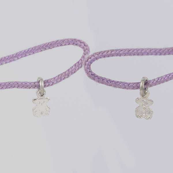 Pulsera Tous de plata 925, cristal de Murano y nylon lila Icon Glass