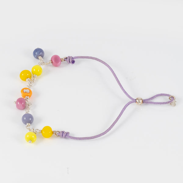 Pulsera Tous de plata 925, cristal de Murano y nylon lila Icon Glass