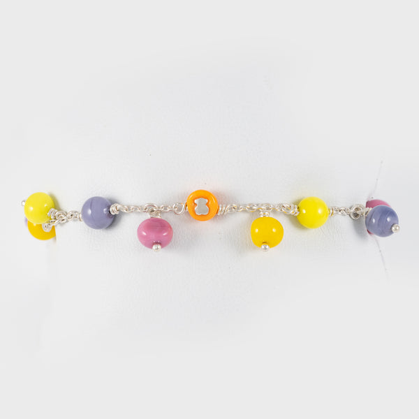 Pulsera Tous de plata 925, cristal de Murano y nylon lila Icon Glass