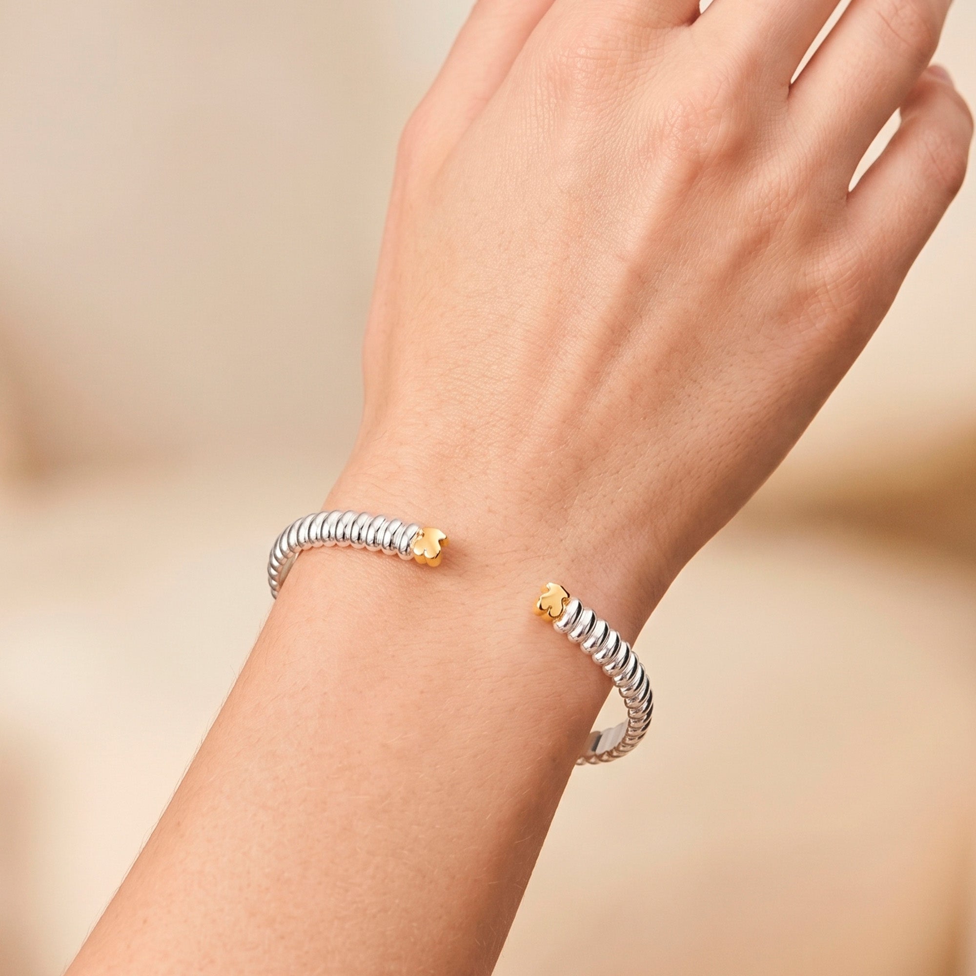 Pulsera Tous de plata 925 con oso de baño de oro 18 kt sobre plata Virtual Garden