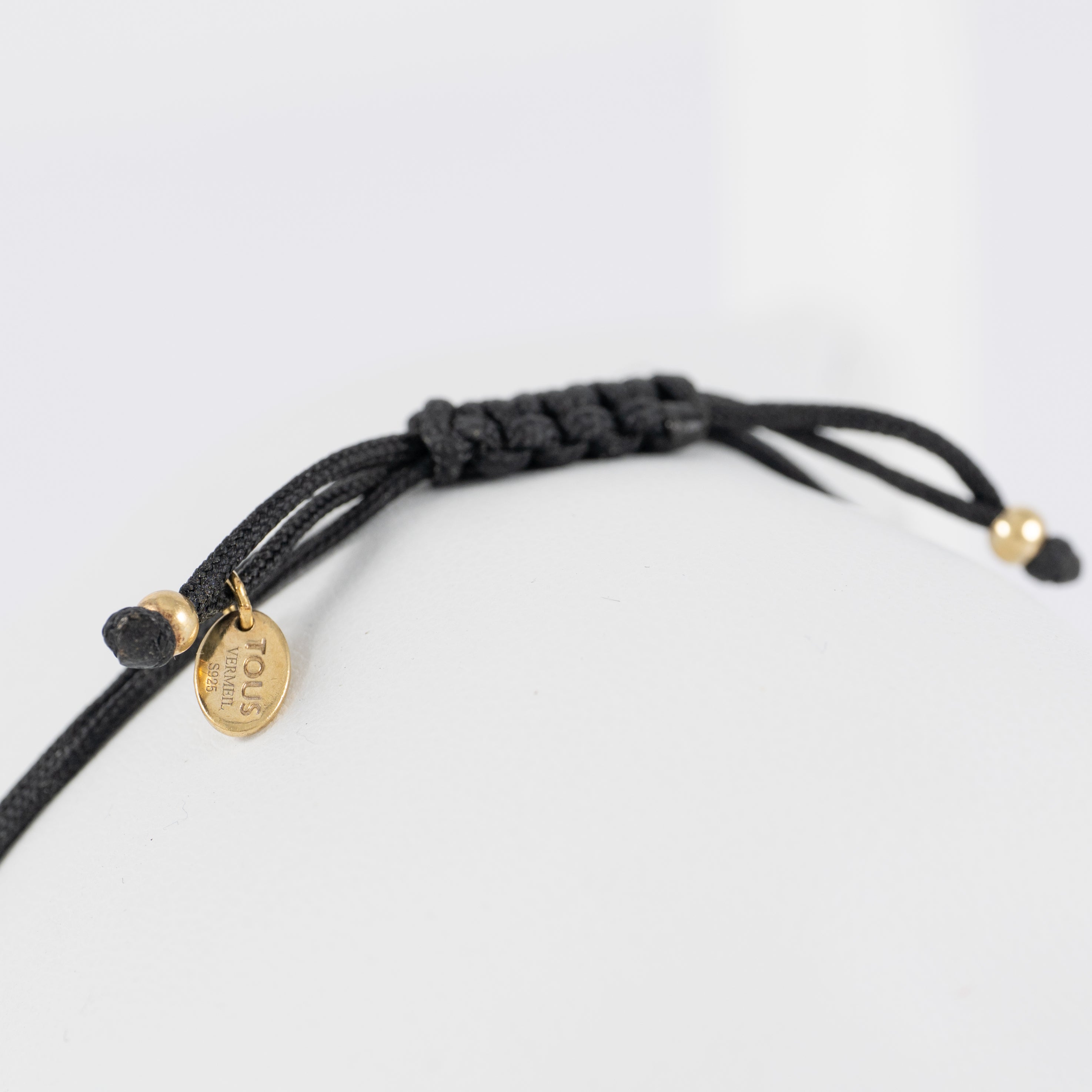 Pulsera Tous en Plata Vermeil con Gemas y cordón negro Glory