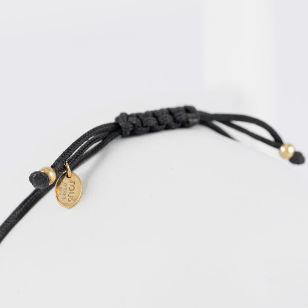 Pulsera Tous en Plata Vermeil con Gemas y cordón negro Glory