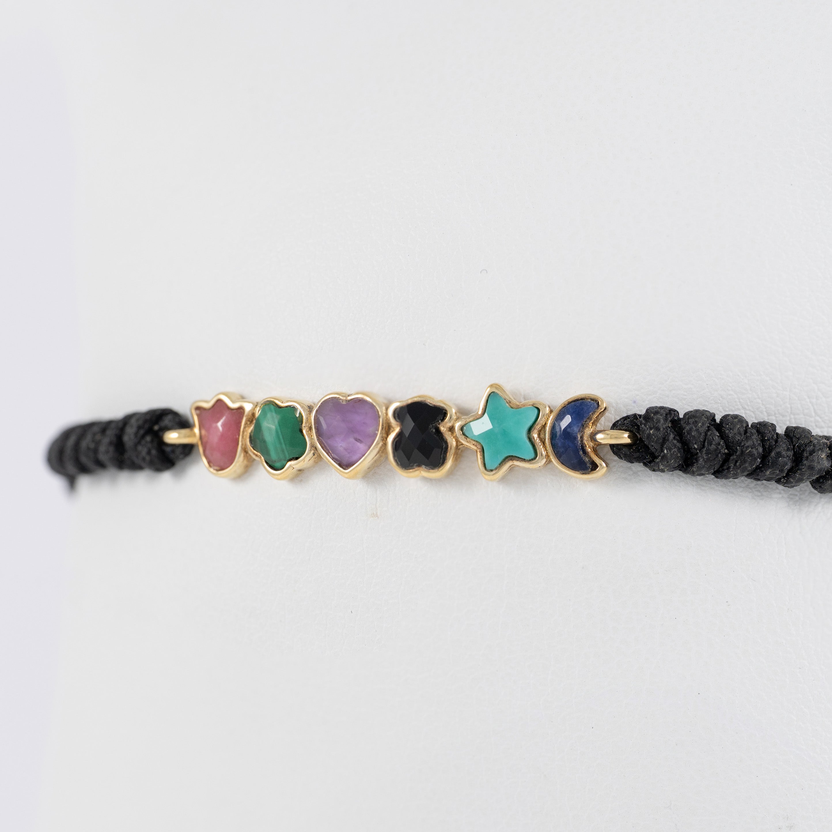 Pulsera Tous en Plata Vermeil con Gemas y cordón negro Glory