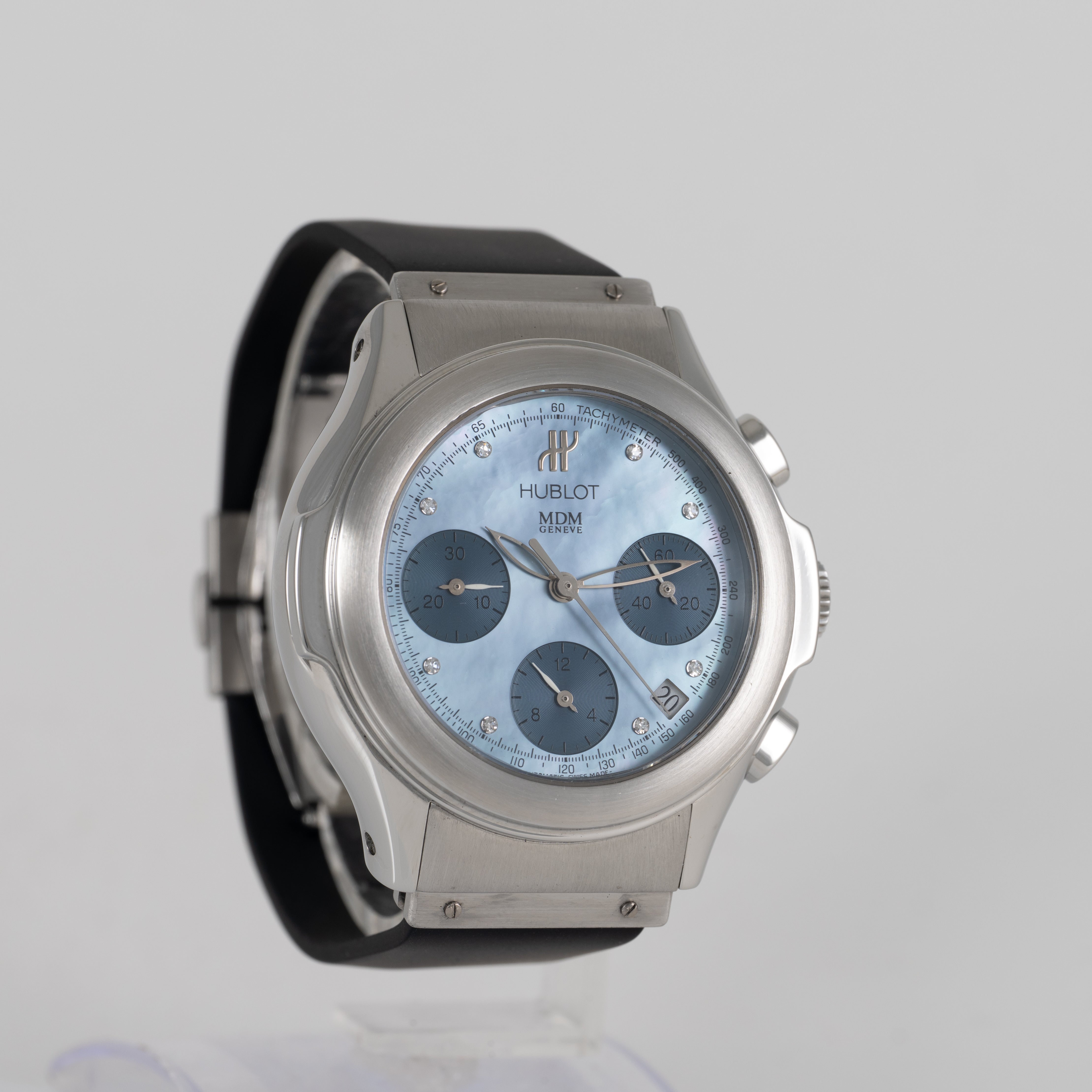 Hublot MDM Automatic Chronograph Blue MOP Diamonds Ref: 1810.1