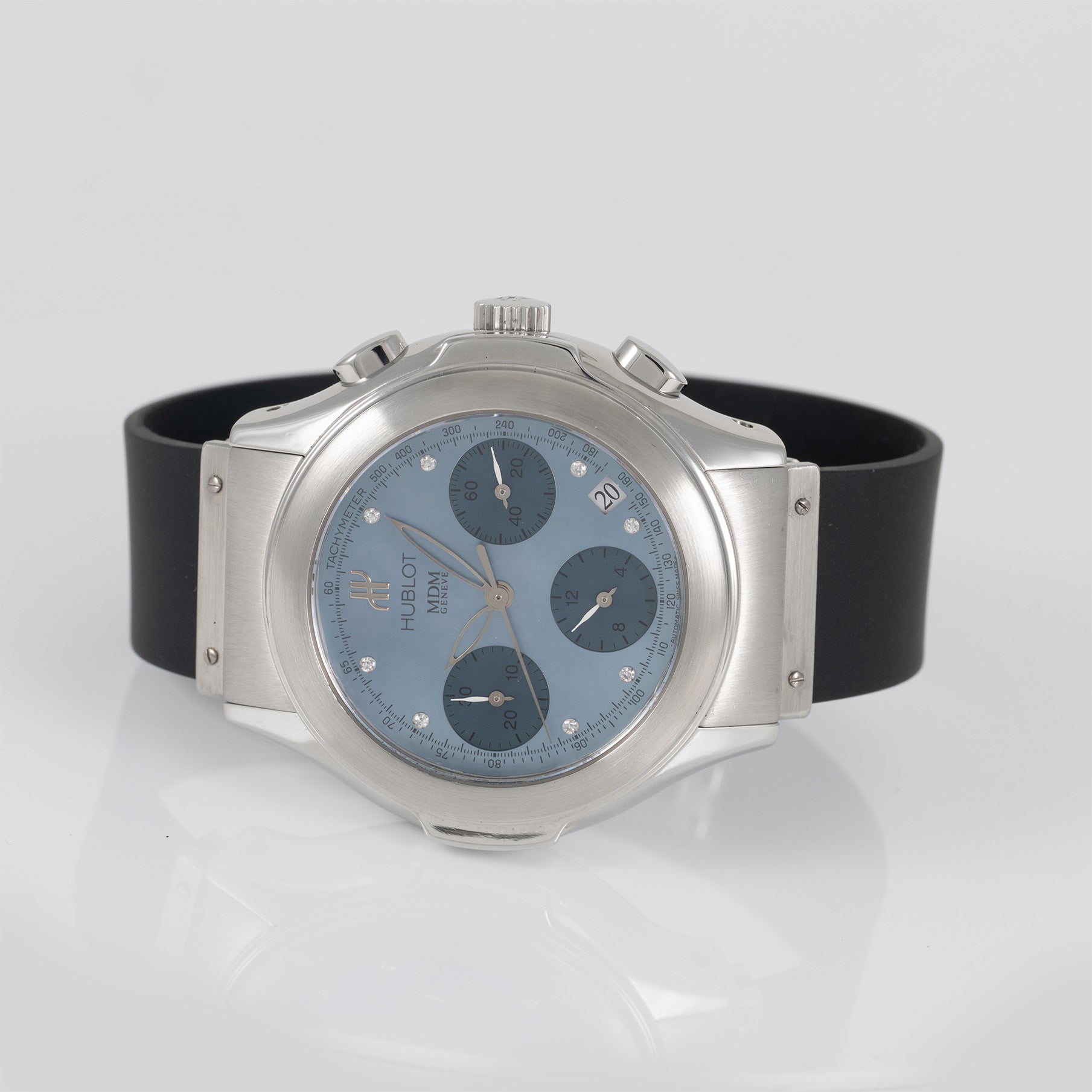Hublot MDM Automatic Chronograph Blue MOP Diamonds Ref: 1810.1