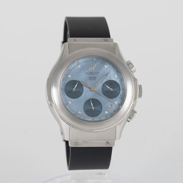 Hublot MDM Automatic Chronograph Blue MOP Diamonds Ref: 1810.1