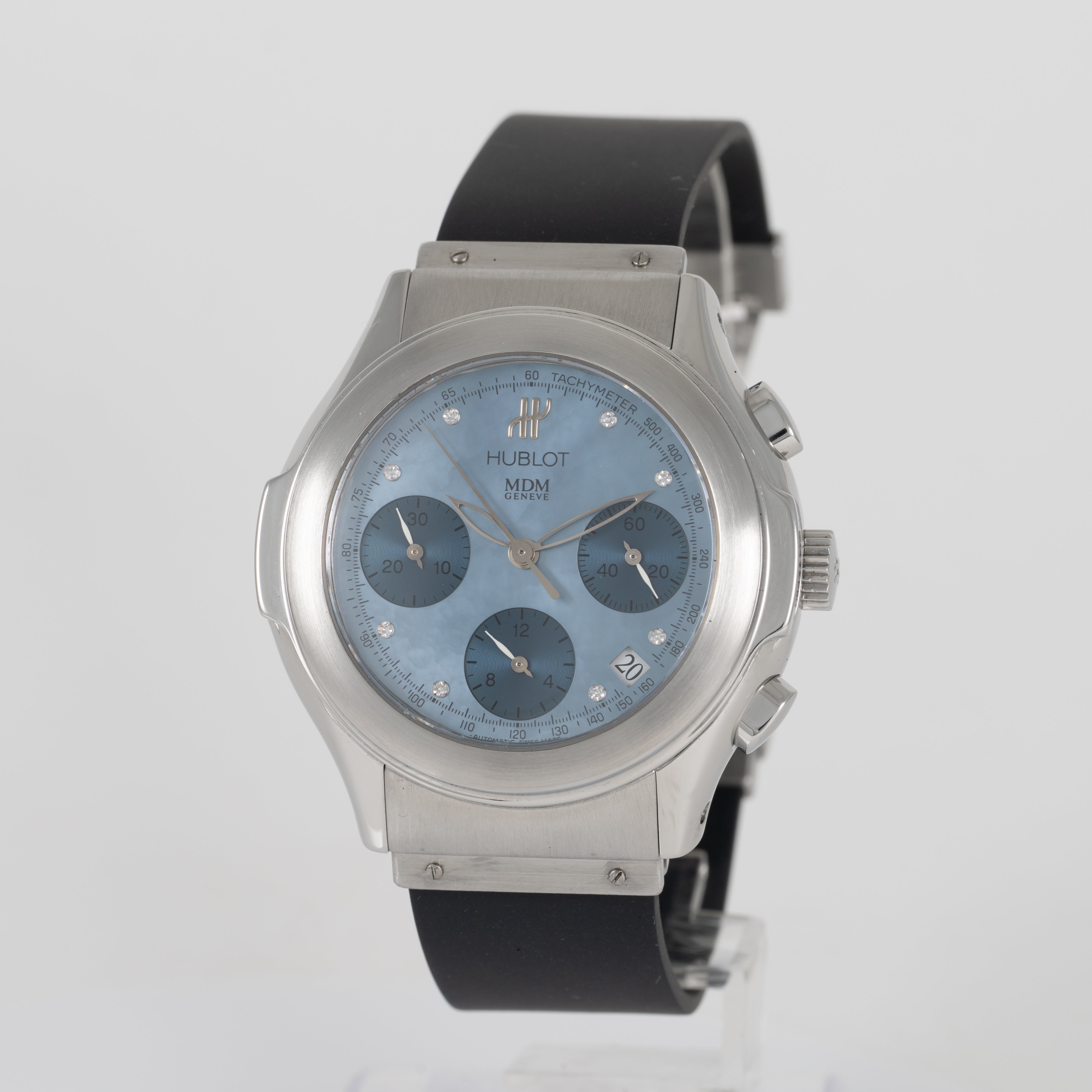 Hublot MDM Automatic Chronograph Blue MOP Diamonds Ref: 1810.1