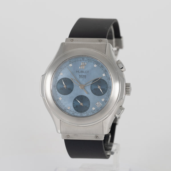 Hublot MDM Automatic Chronograph Blue MOP Diamonds Ref: 1810.1
