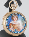 Unknown Pocket Watch Chimes Hour Quarter Minute Golden Metal and Enamel