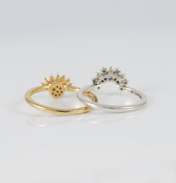 Set de Anillos Pandora Celestiales Sol y Luna Brillantes