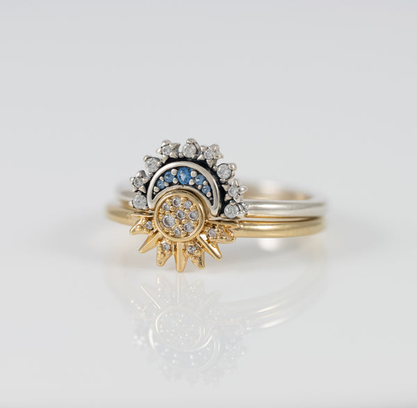 Set de Anillos Pandora Celestiales Sol y Luna Brillantes