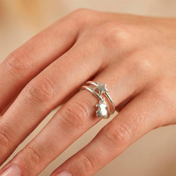 Pack de Anillos Tous motivos oso-estrella de plata Mini Icons