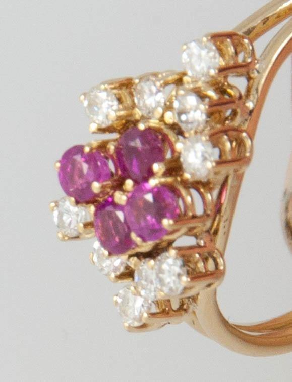 Anillo en oro 18k con rubíes y brillantes - Mayka Jewels