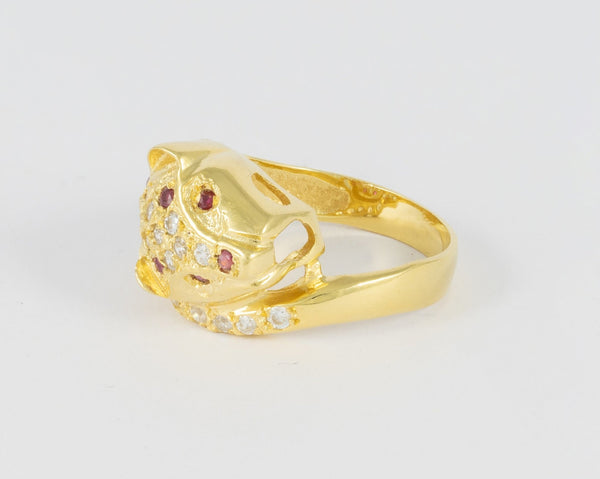 Anillo pantera en oro amarillo 18k - Mayka Jewels
