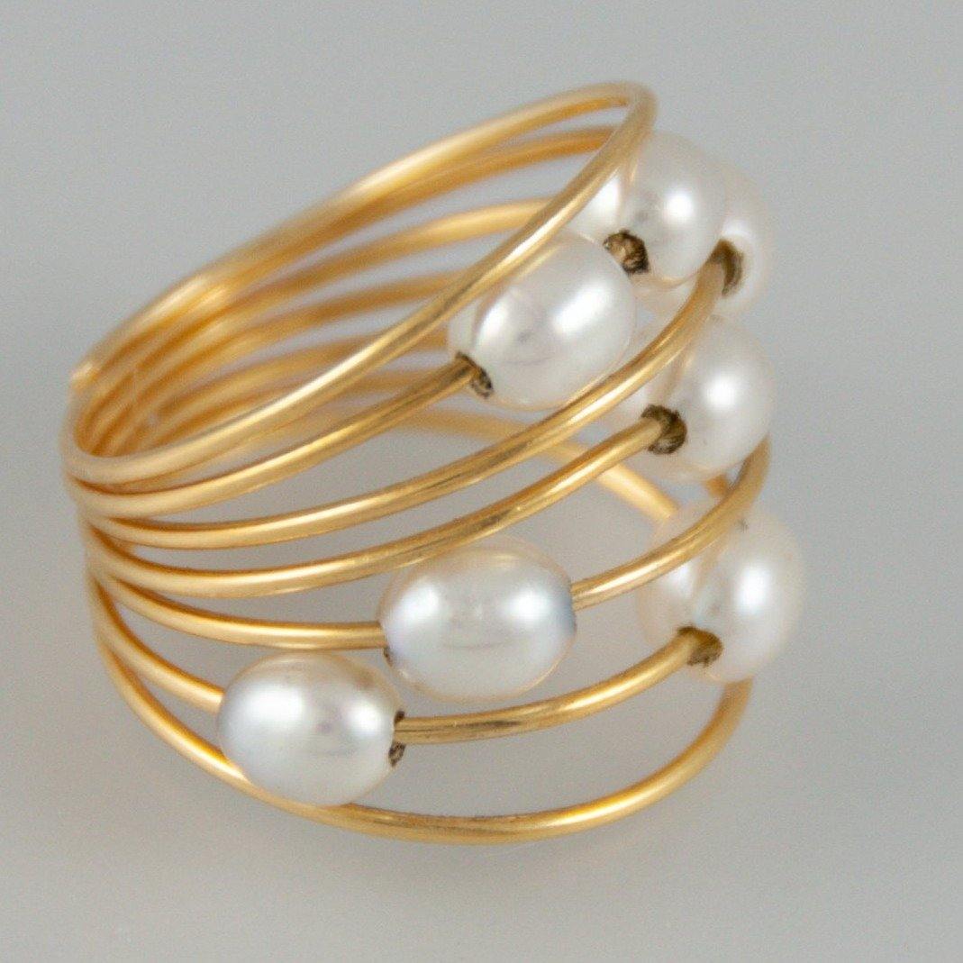 Anillo Tous en oro 18k con perlas - Mayka Jewels
