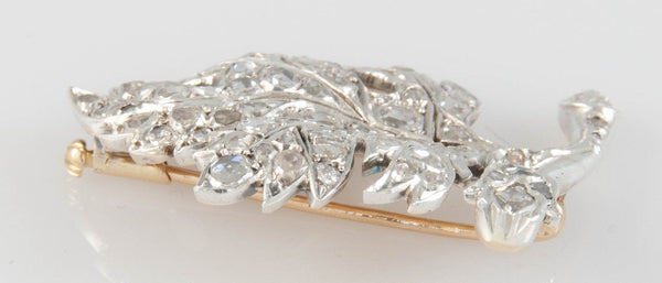 Broche antiguo en oro 18k con diamantes 3.6 quilates - Mayka Jewels