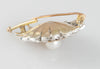 Broche antiguo en oro 18k con perla de aoya y diamantes 0.75 quilates - Mayka Jewels