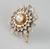 Broche antiguo en oro 18k con perla de aoya y diamantes 0.75 quilates - Mayka Jewels