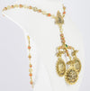 Collar tipo rosario en oro amarillo con esmeraldas y coral rojo - Mayka Jewels