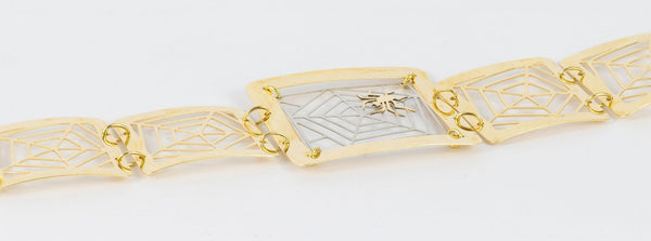 Conjunto pulsera, colgante y pendientes en oro amarillo y blanco 18k - Mayka Jewels