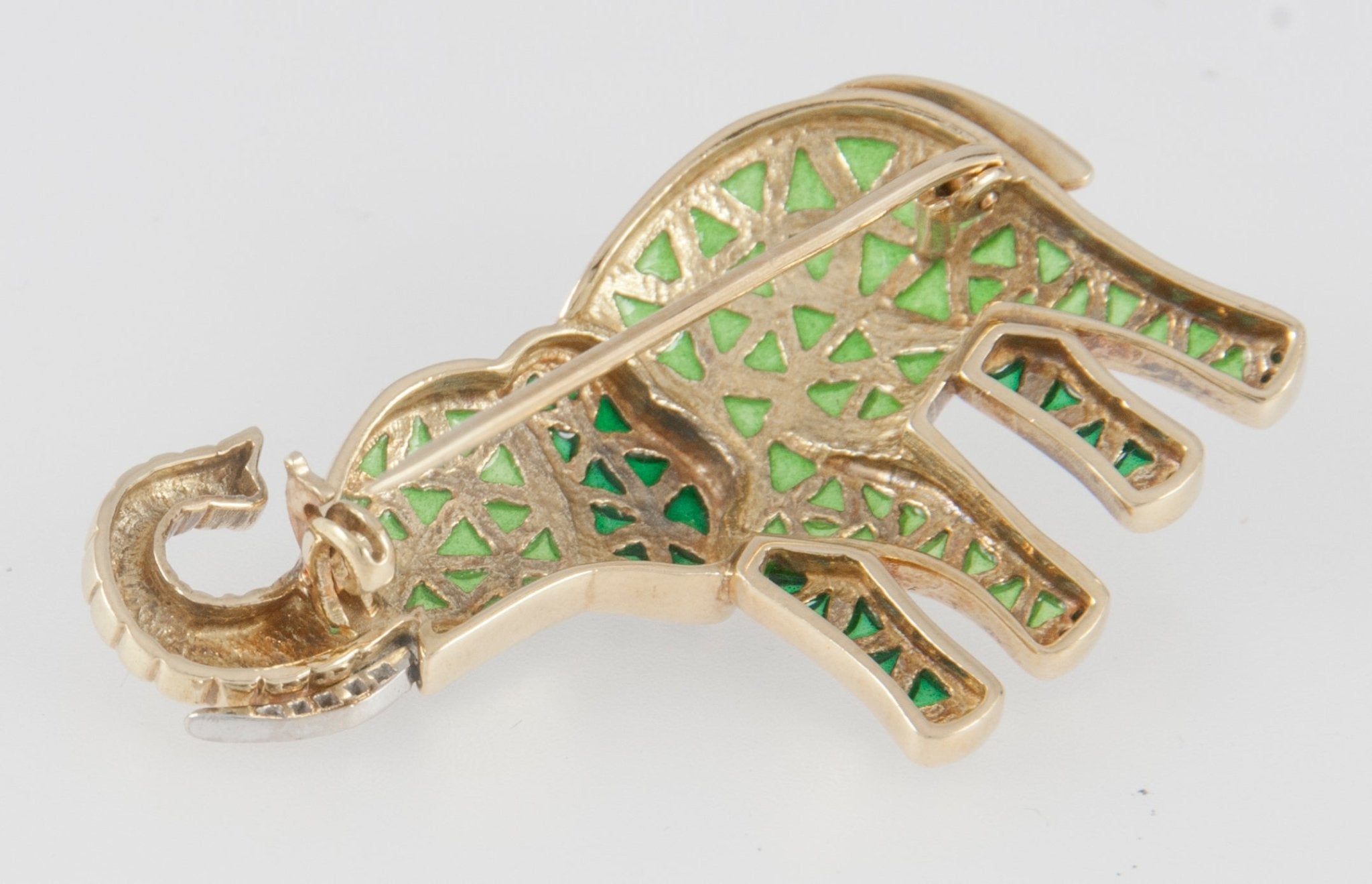 Enamel Broche hecho a mano en oro 18k esmaltado con diamantes y zafiro - Mayka Jewels