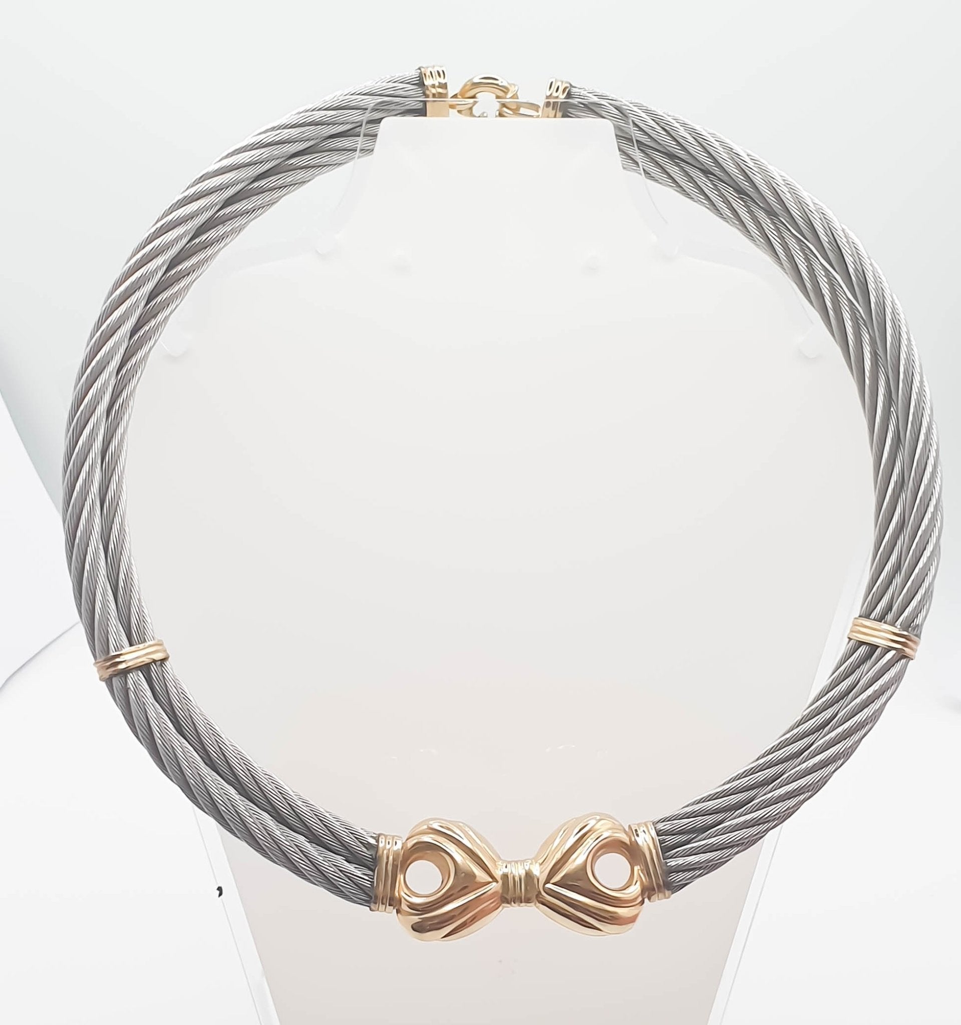 Gargantilla de diseño en oro 18k y acero - Mayka Jewels