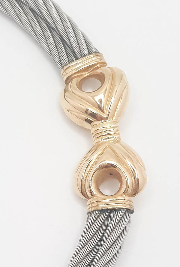 Gargantilla de diseño en oro 18k y acero - Mayka Jewels