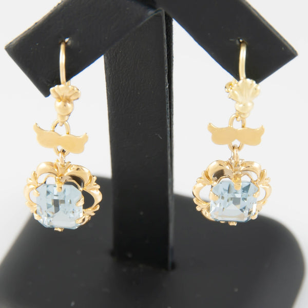 Pendientes en oro 18k con topacio azul - Mayka Jewels