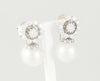 Pendientes personalizables en oro blanco 18k, brillantes y perlas - Mayka Jewels