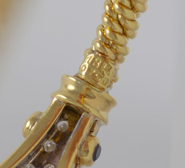 Pulsera antigua en oro amarillo 18k con zafiros y brillantes - Mayka Jewels