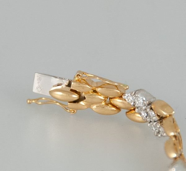 Pulsera en oro y oro blanco 18k con brillantes - Mayka Jewels